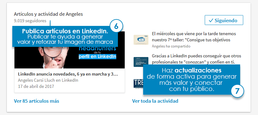 Perfil Laboral en LinkedIn: actividad